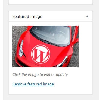 Wordpress featured image editing box